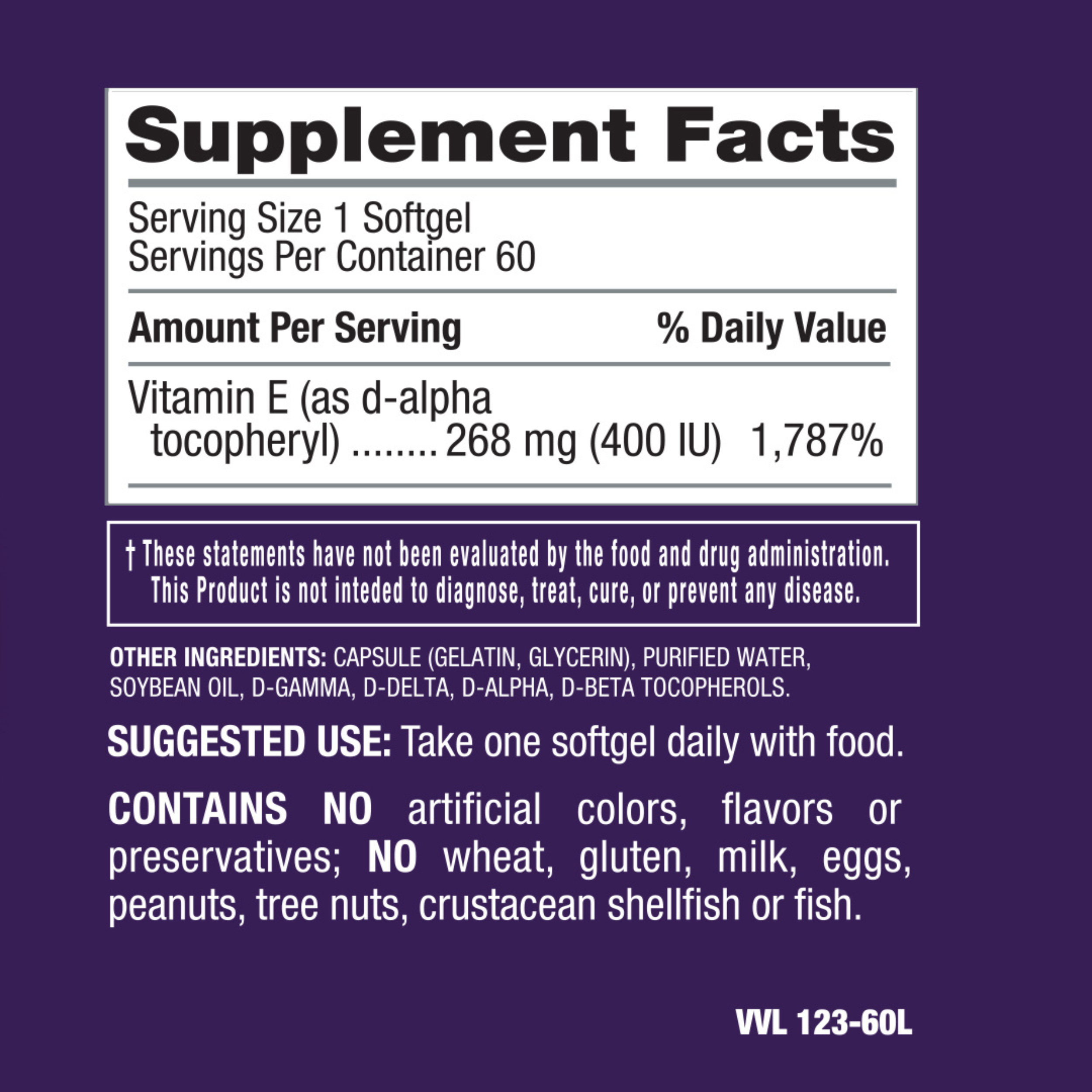 iVitamin E-400 IU Dietary Supplement - 60 Softgels - Plus Mixed Tocopherols