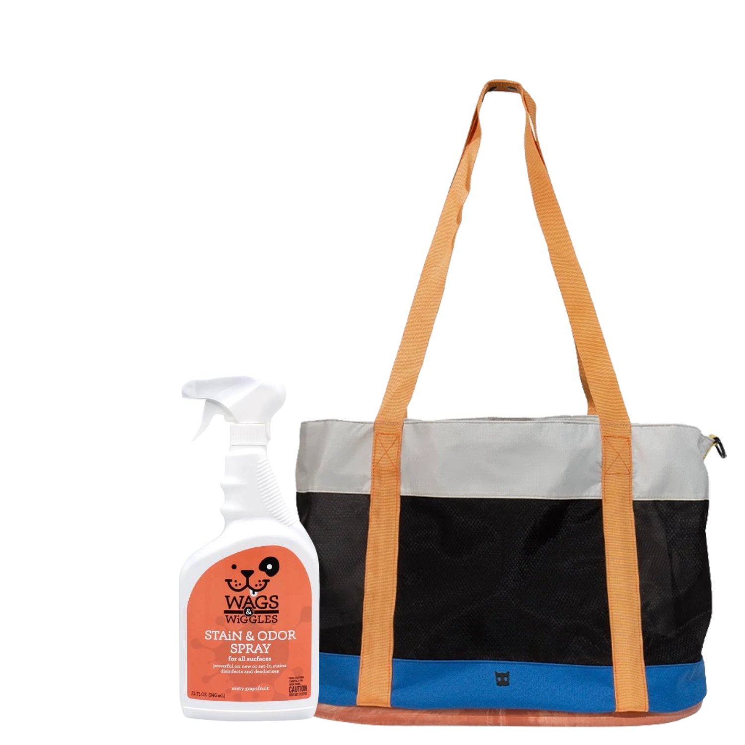 Zee.Cat Polo Cat Carrier Bag and Wags & Wiggles Stain & Odor Spray Zesty Grapefruit Bundle