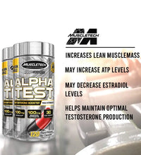 MuscleTech Alpha Test Pro Series | For Max Strength |With Shilajit, Fenugreek Extract and Boron Citrate| Performance Enhancer |Testosterone Booster For Men| 120 Capsules