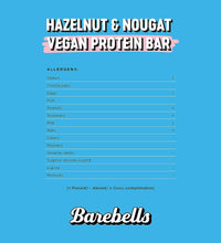 Barebells Vegan Hazelnut Nougat High Protein and Low Carb Bar, 12 x 55g