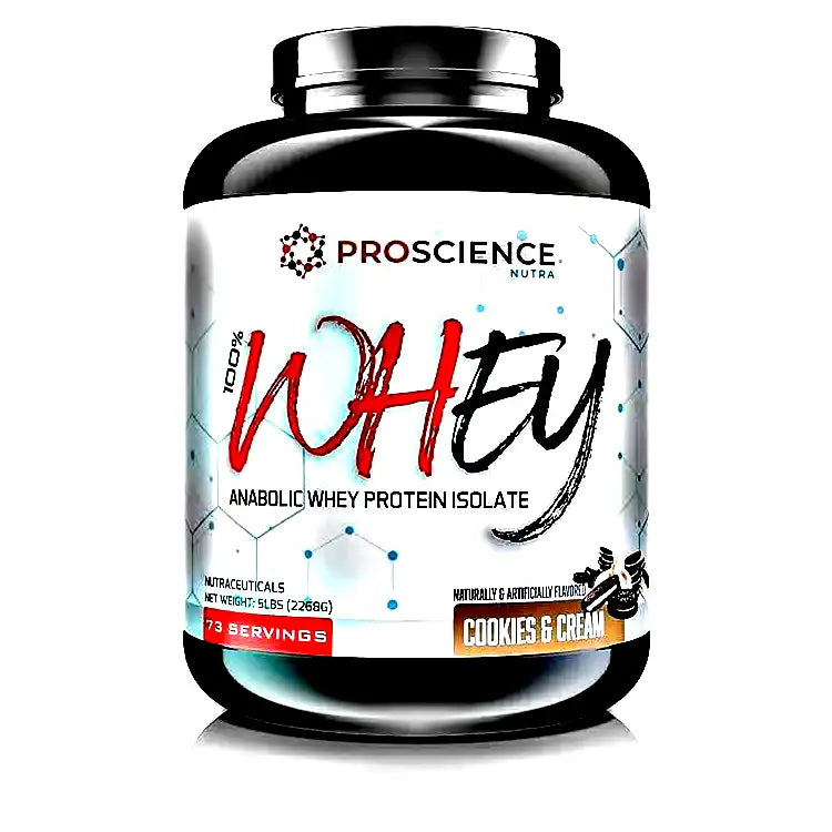 Pro Science Nutra 100% Whey - Anabolic Whey Protein Isolate - 5lbs, 73 Servings (Cookies & Cream)