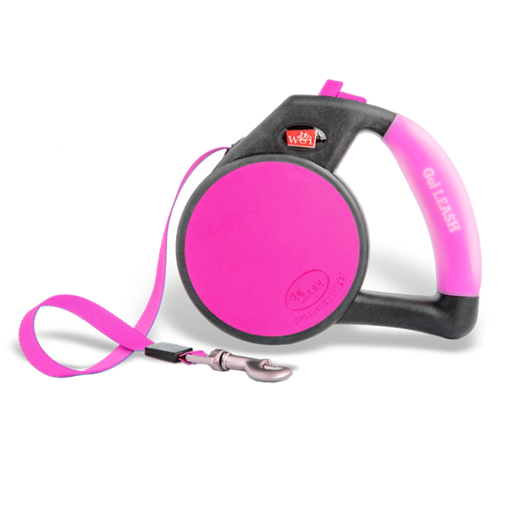 Wigzi Retractable Tape Gel Handle Leash Pink Small