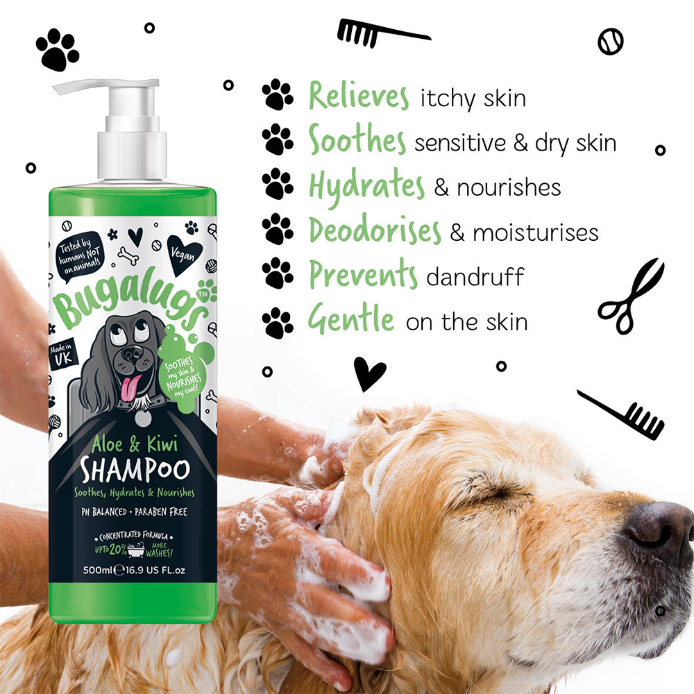 Bugalugs Aloe & Kiwi Soothing Dog Shampoo 500ml (16.9 Fl Oz)