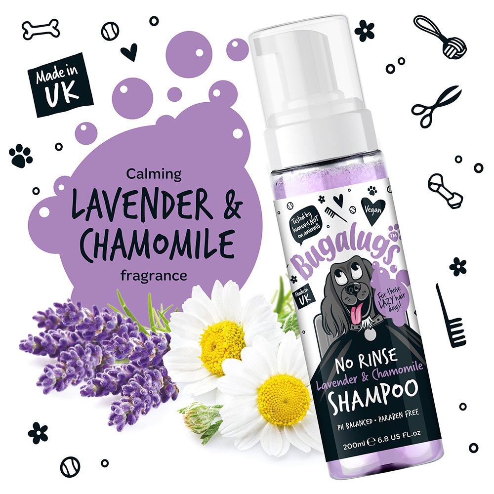 Bugalugs Lavender & Chamomile No Rinse Dog Shampoo 200ml (6.8 Fl Oz)