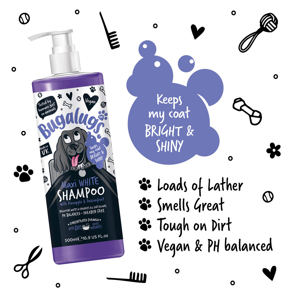 Bugalugs Maxi White Dog Shampoo 500ml (16.9 Fl Oz)