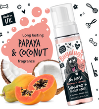 Bugalugs Papaya & Coconut No Rinse Dog Shampoo and Conditioner 200ml (6.8 Fl Oz)