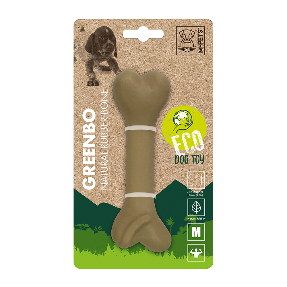 M-PETS Greenbo Natural Rubber Bone Dog Toy M