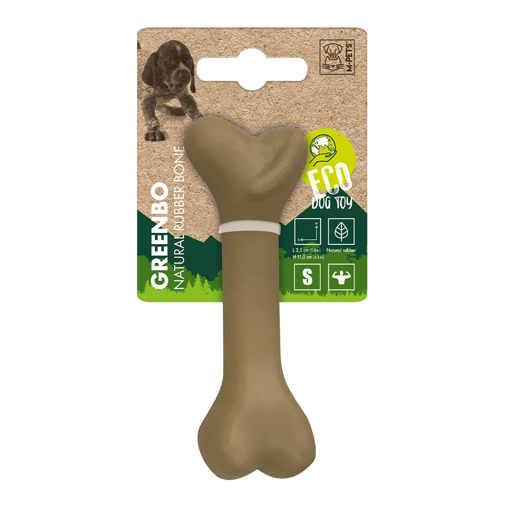 M-PETS Greenbo Natural Rubber Bone Dog Toy S