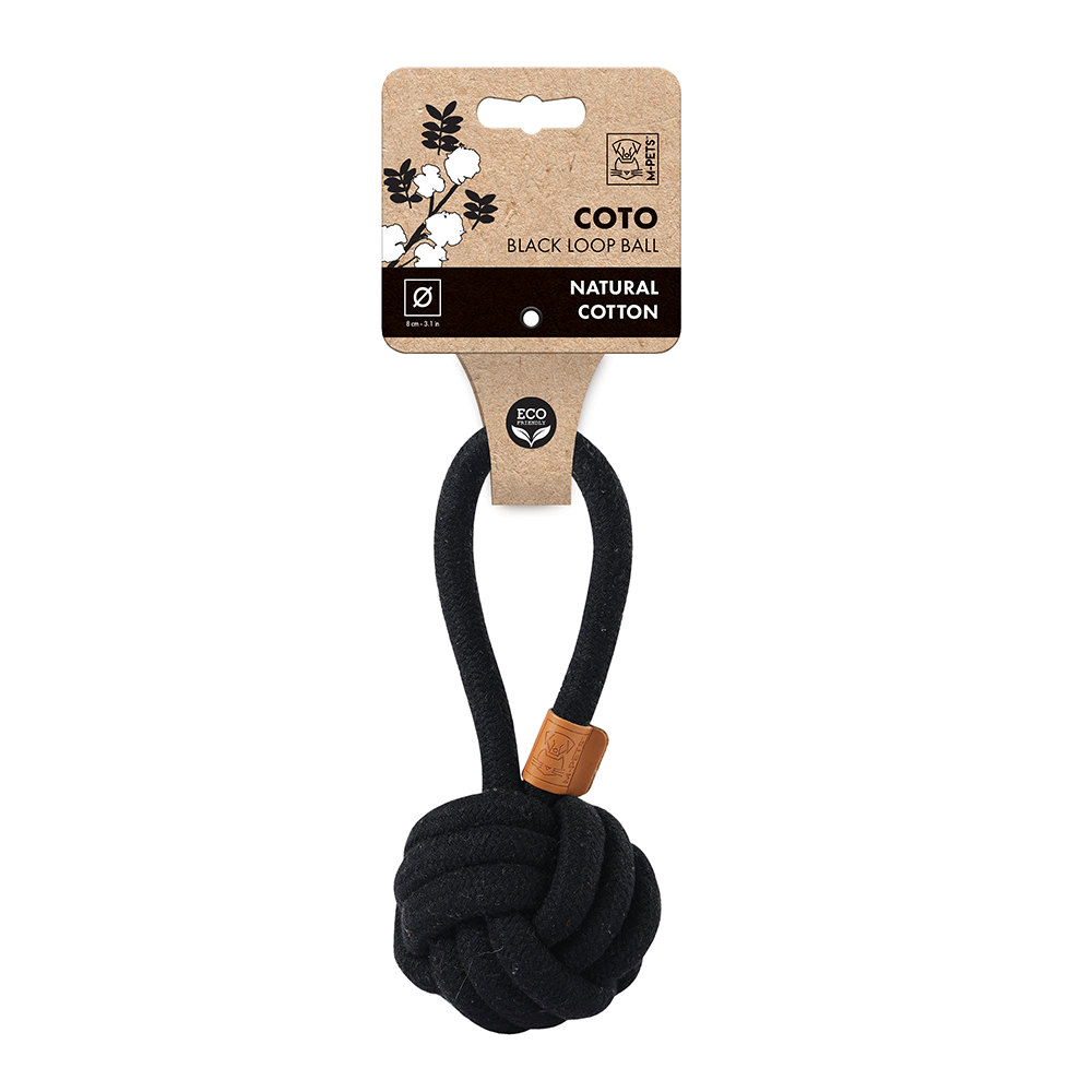 M-PETS Coto Black Loop Ball M Eco Friendly Dog Toy