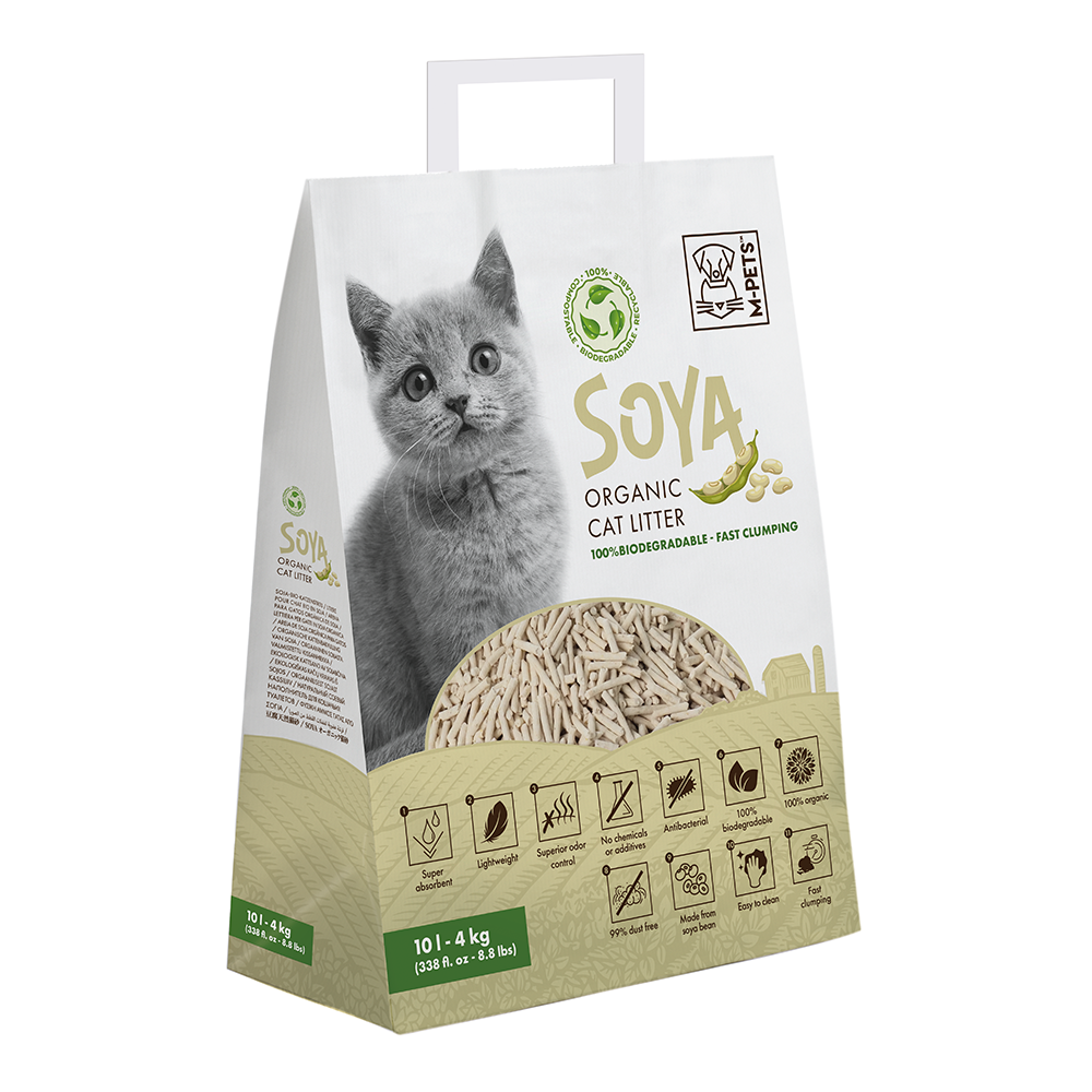 M-PETS Soya Organic Cat Litter Non Scented 10 L - 100% Biodegradable