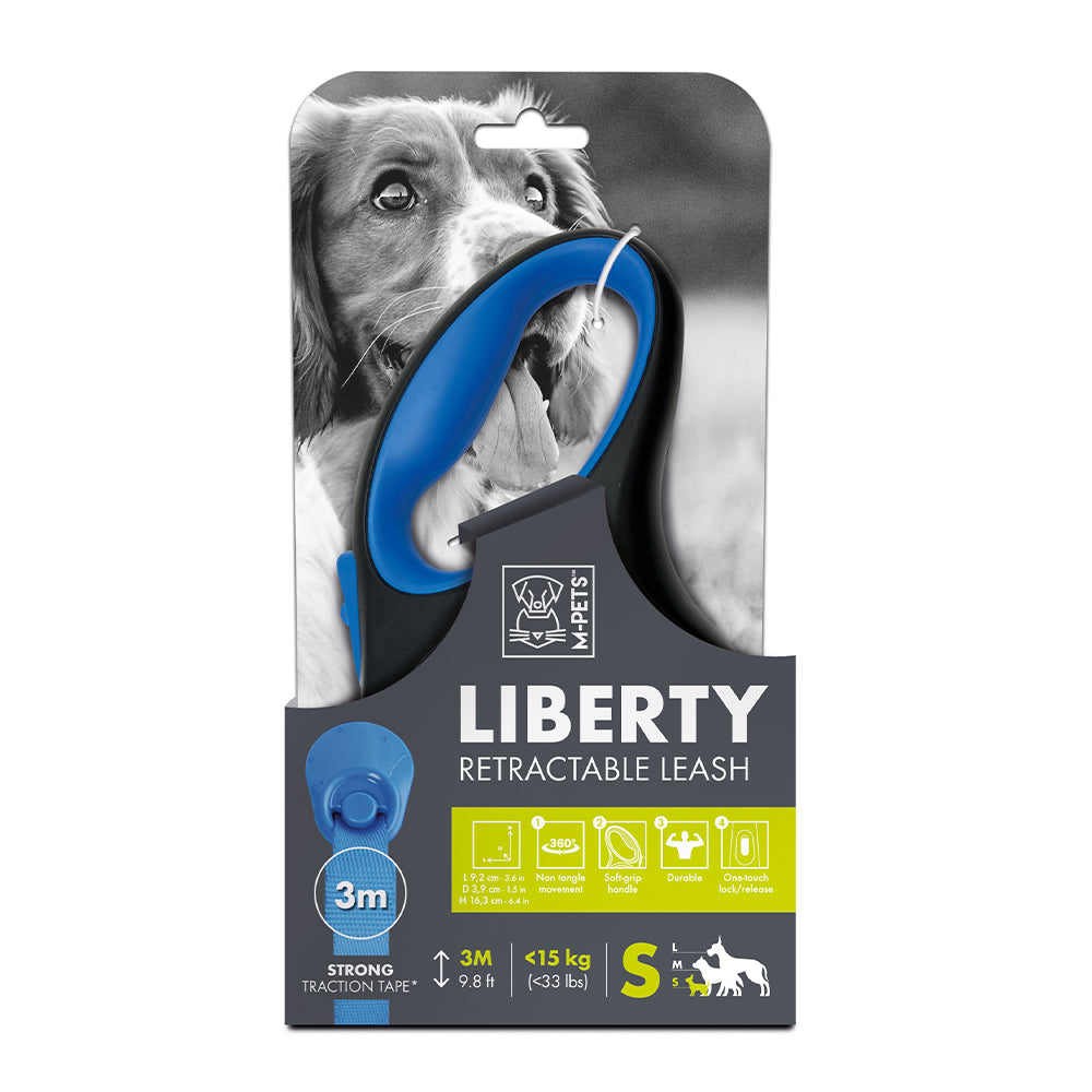 M-PETS Liberty Dog Retractable Leash Blue S