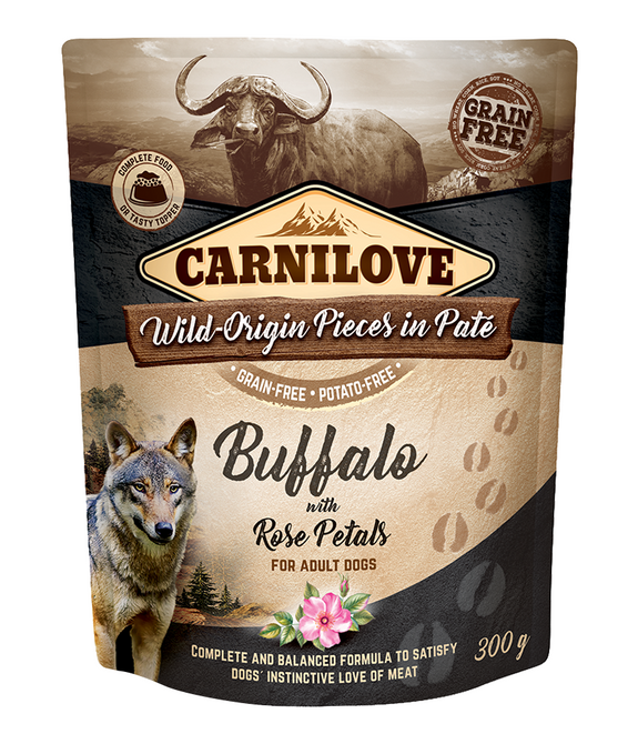 Carnilove Buffalo with Rose Blossom for Adult Dogs (Wet Food Pouches) 12x300g