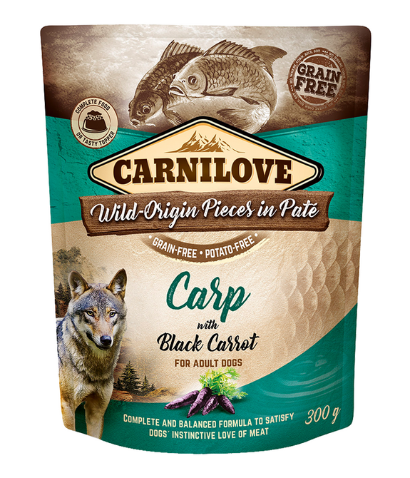 Carnilove Carp with Black Carrot for Adult Dogs (Wet Food Pouches) 12x300g