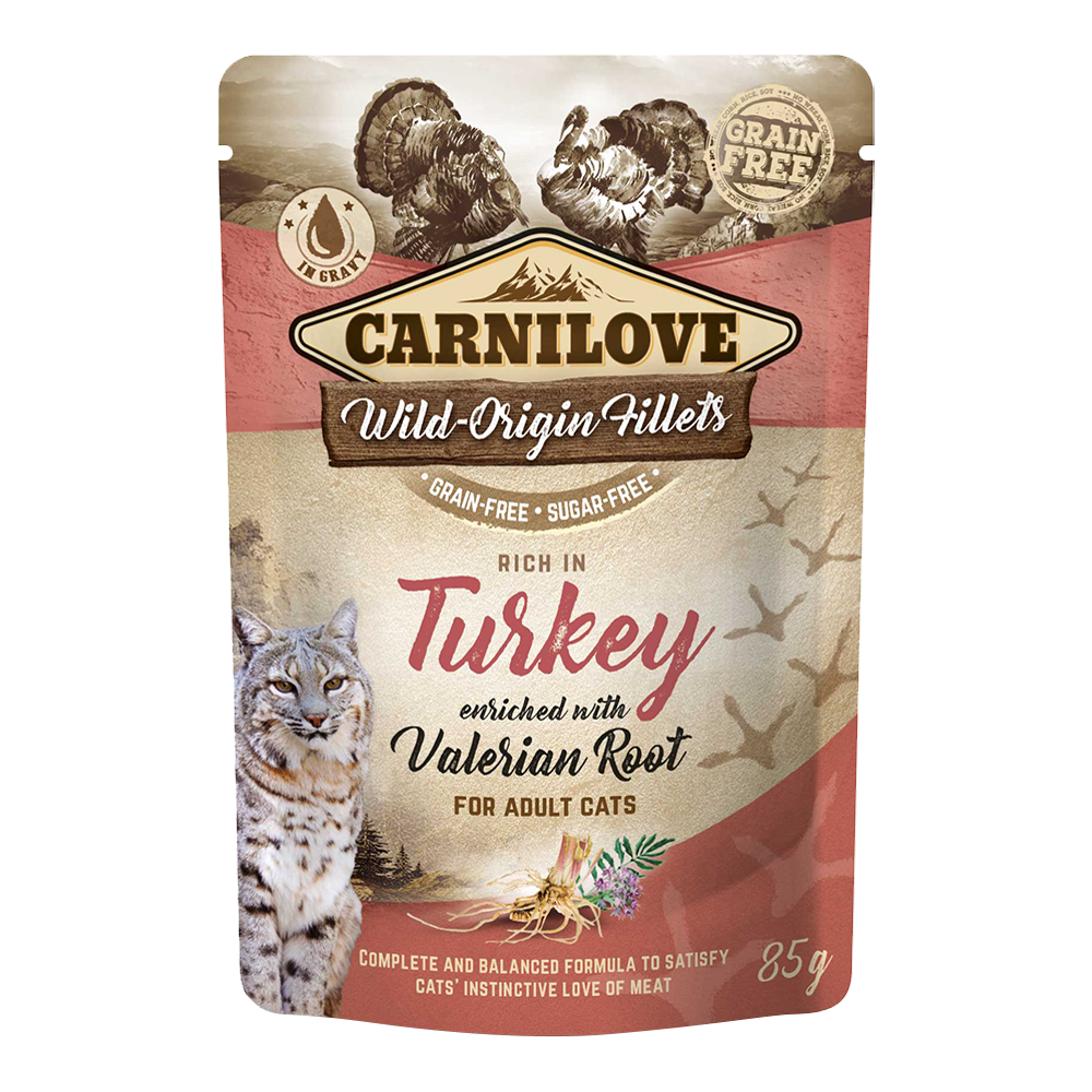 Carnilove Turkey enriched with Valerian Root for Adult Cats (Wet Food Pouches) 24x85g