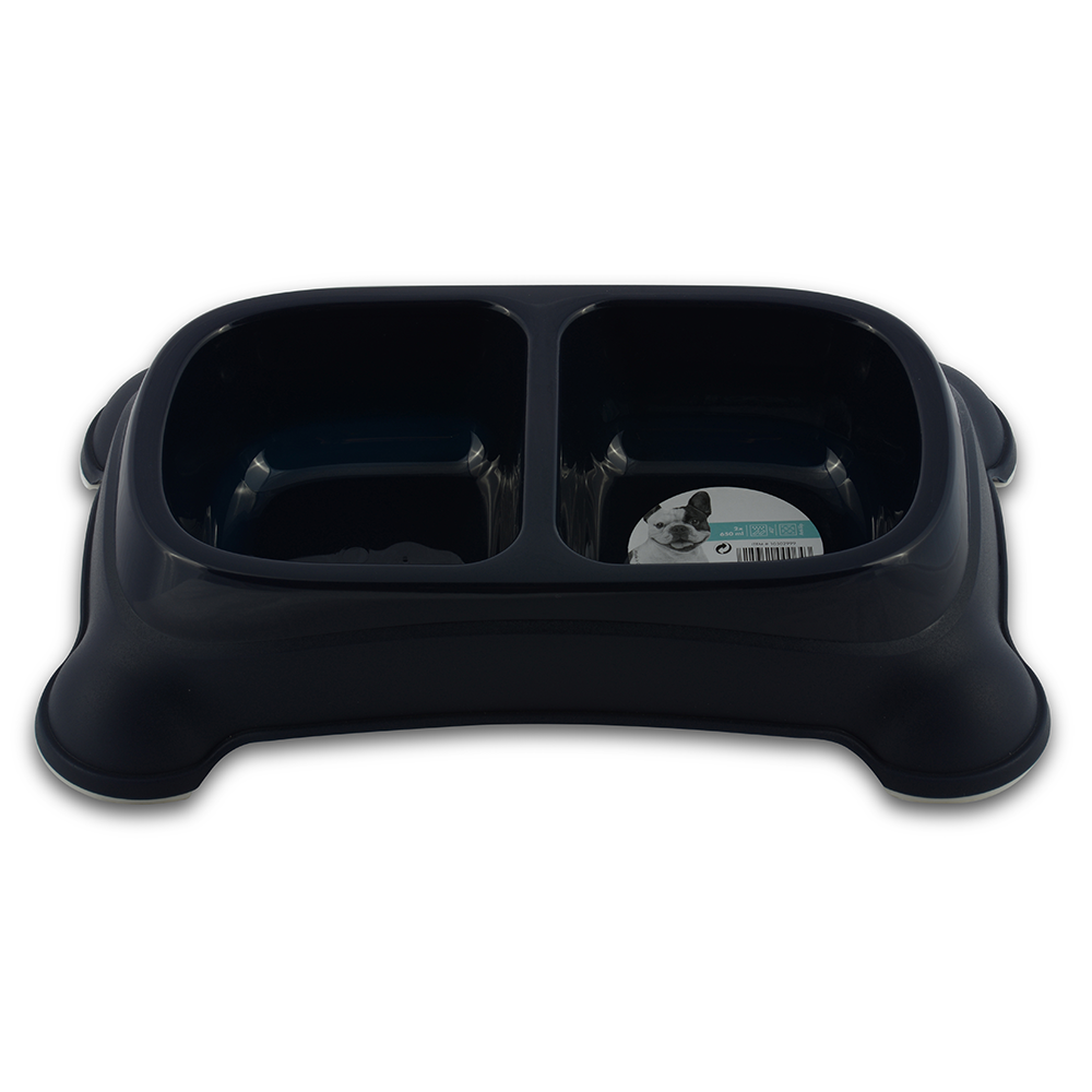 M-PETS Plastic Double Bowl Navy Blue 2x650ml