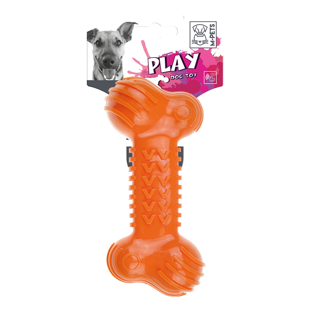 M-PETS Fun Bone Orange Dog Toy